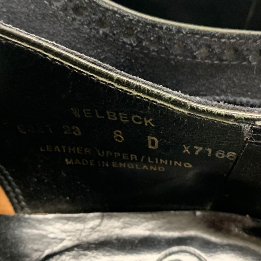 中古◆クロケット&ジョーンズ スエード セミブローグ ウェルベック サイズ8D ブラック メンズ ダイナイトソール Crockett & Jones WELBECK【AFD8】