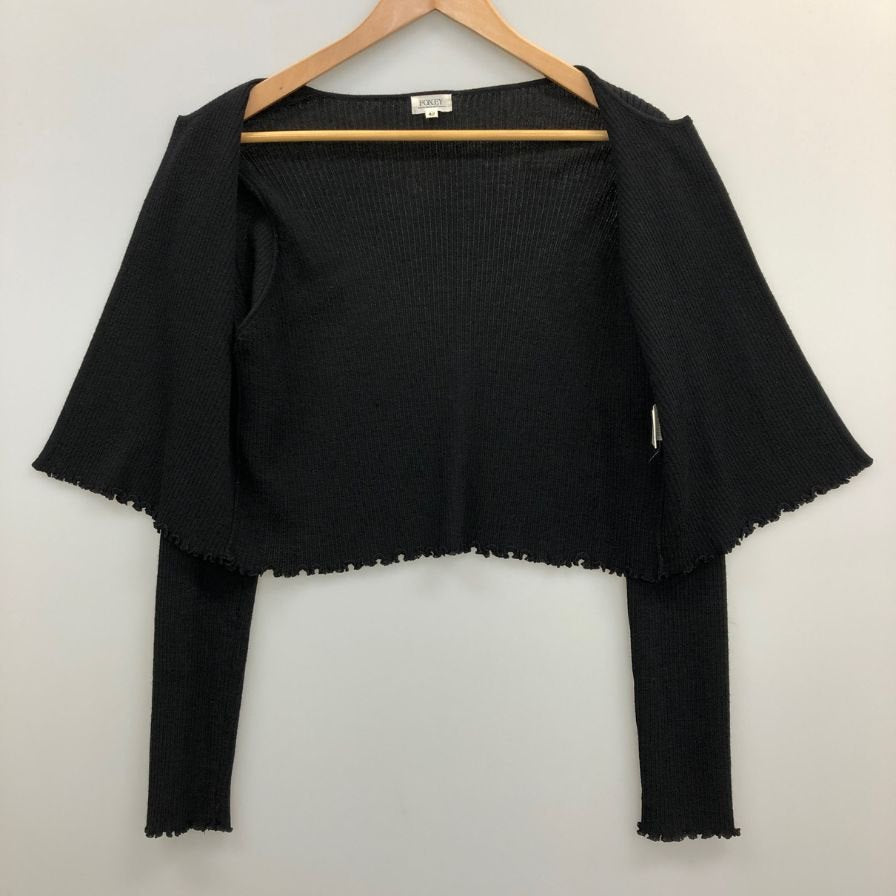 美品◆フォクシー セットアップ カーディガン&ノースリーブ タートルネック ニットカットソー ストレッチ ウール100% 42サイズ ブラック 14597-AKF0108 FOXEY 【AFB33】