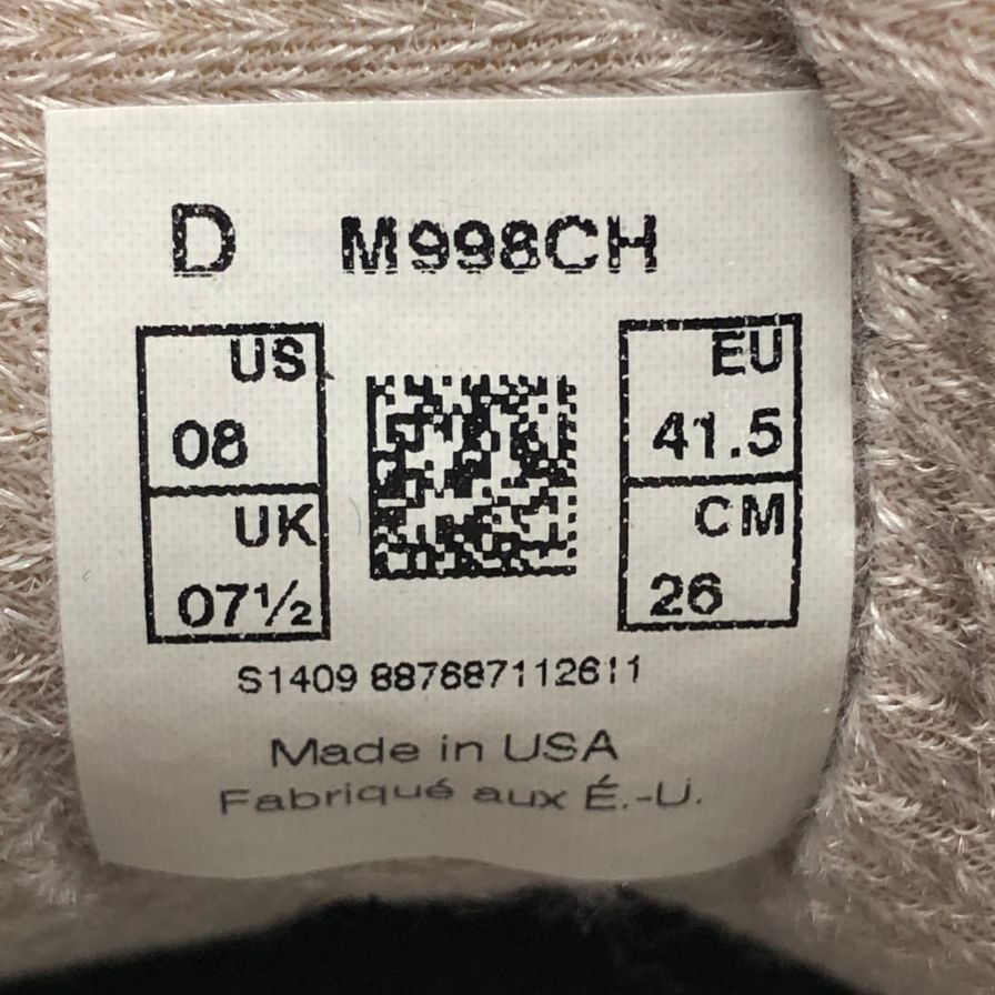 ニューバランス スニーカー M998CH メッシュ×スエード アメリカ製 メンズ チャコールグレー サイズ26cm NEW BALANCE 約26.0cm【AFC47】