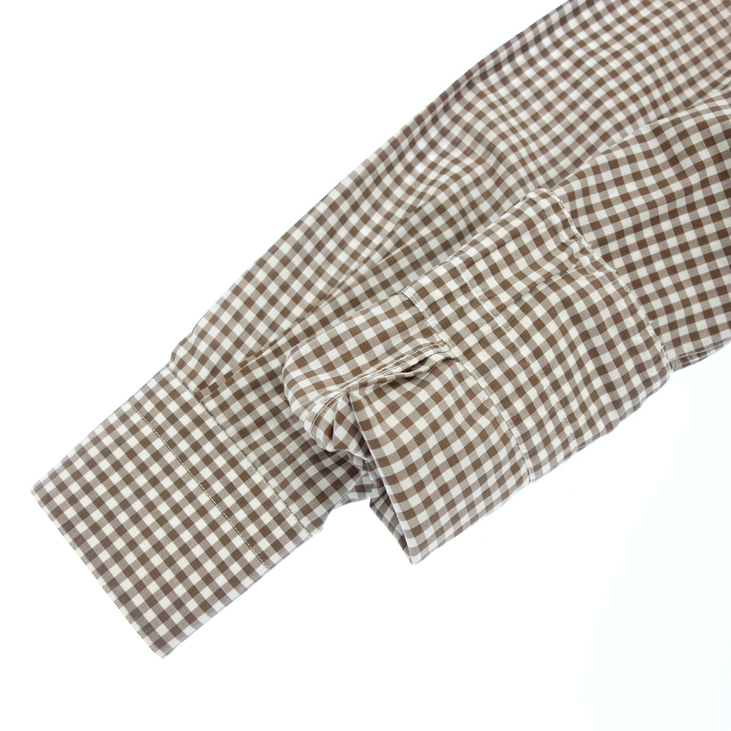 極美品◆バルバ 長袖シャツ ボタンダウン ギンガムチェック メンズ 38 茶系 BARBA【AFB30】