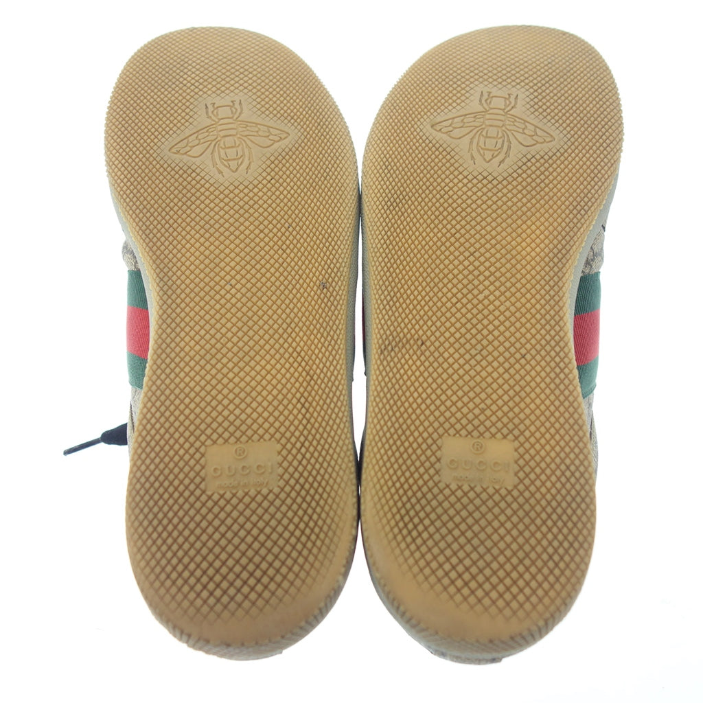 美品◆グッチ スニーカー スクリーナー レザー メンズ ブラウン系 サイズ9 GUCCI【AFD1】