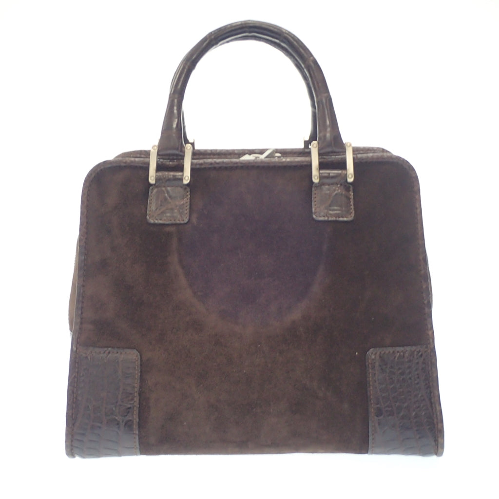 中古◆ロエベ ハンドバッグ アマソナ スエード クロコ LOEWE【AFE4】