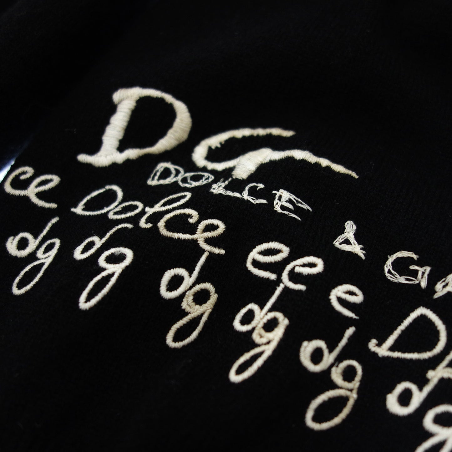 ドルチェ&ガッバーナ ニットセーター 刺繍 カシミヤ100 メンズ ブラック 52 DOLCE&GABBANA【AFB3】【中古】
