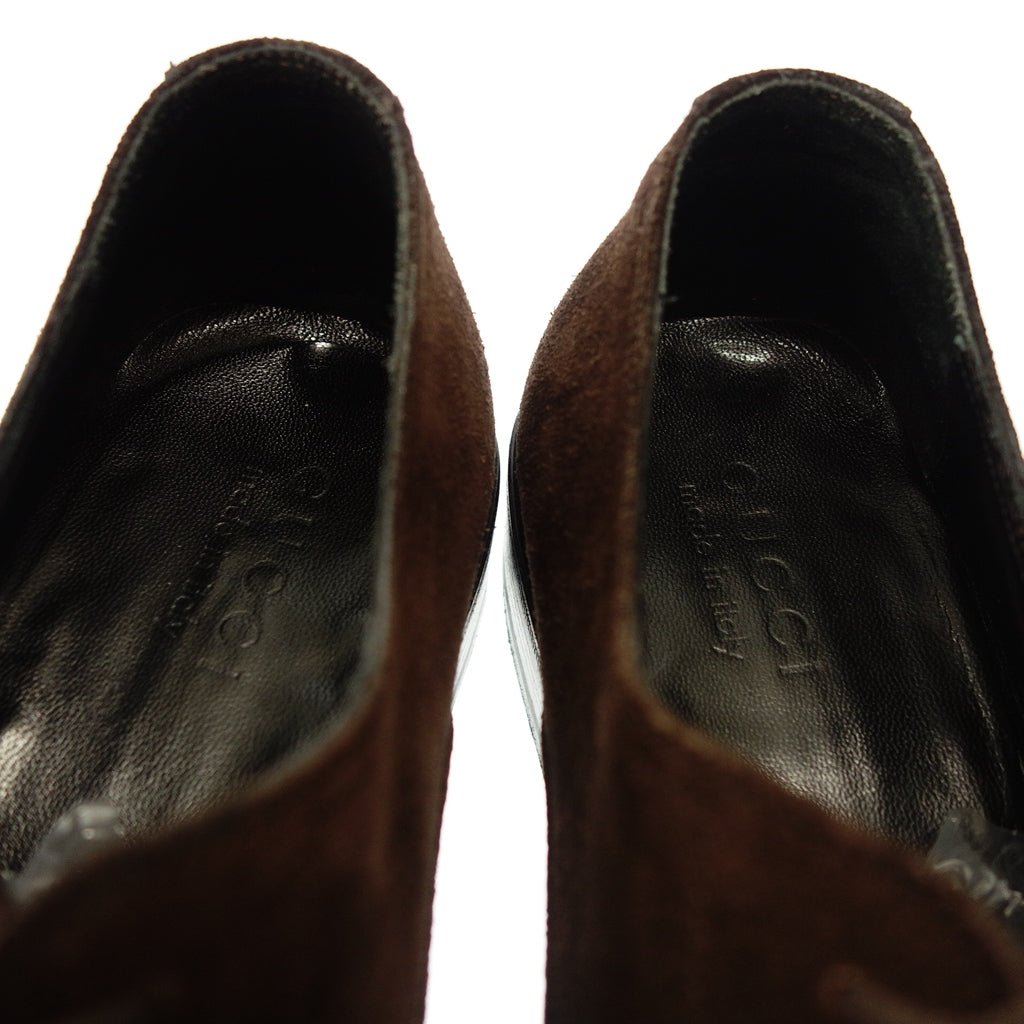 中古◆グッチ レザーシューズ ストレートチップ 内羽根 101703 スエード メンズ 8.5 茶系 Gucci【AFC12】