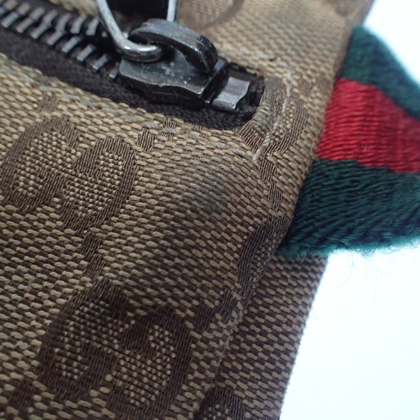 中古◆グッチ ウエストポーチ シェリーライン 28566 4276 GGキャンバス ブラウン系 GUCCI【AFE12】