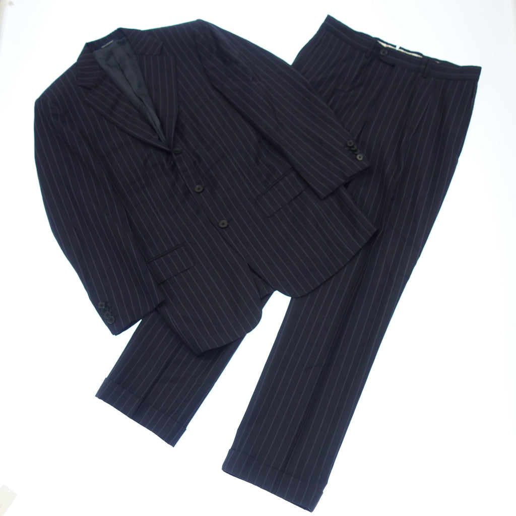 美品◆エルメネジルド ゼニア スーツセット TROFEO ウール ストライプ メンズ ブルー系 サイズ44 Ermenegildo Zegna【AFB43】