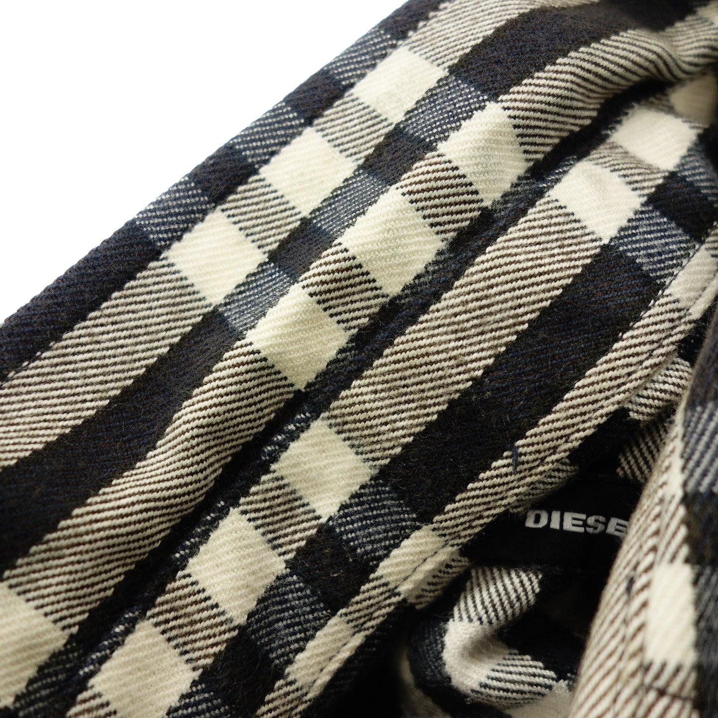 美品◆ディーゼル 長袖シャツ ウエスタン チェック サイズS メンズ 白×黒 DIESEL【AFB25】