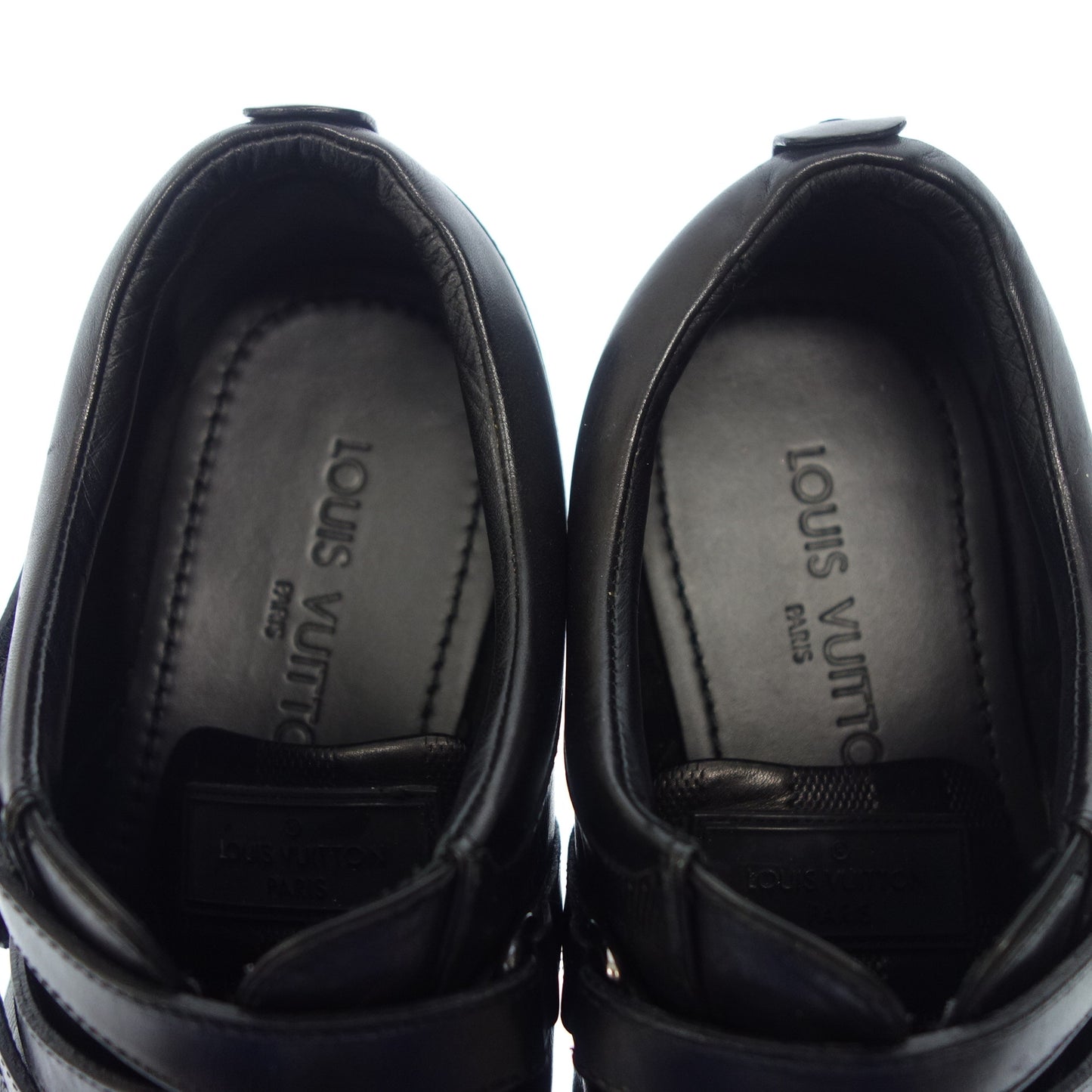 美品◆ルイヴィトン レザーシューズ ベルトデザイン ダミエアンフィニ メンズ ブラック サイズ7.5 LOUIS VUITTON【AFC16】