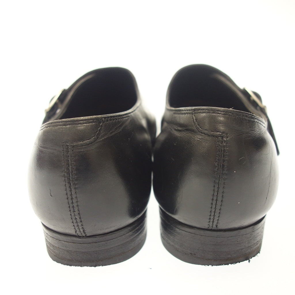 中古◆ラルフローレン パープルレーベル レザーシューズ S1948 シングルストラップ メンズ ブラック系 サイズ7.5E RALPH LAUREN PURPLE LABEL【AFC9】