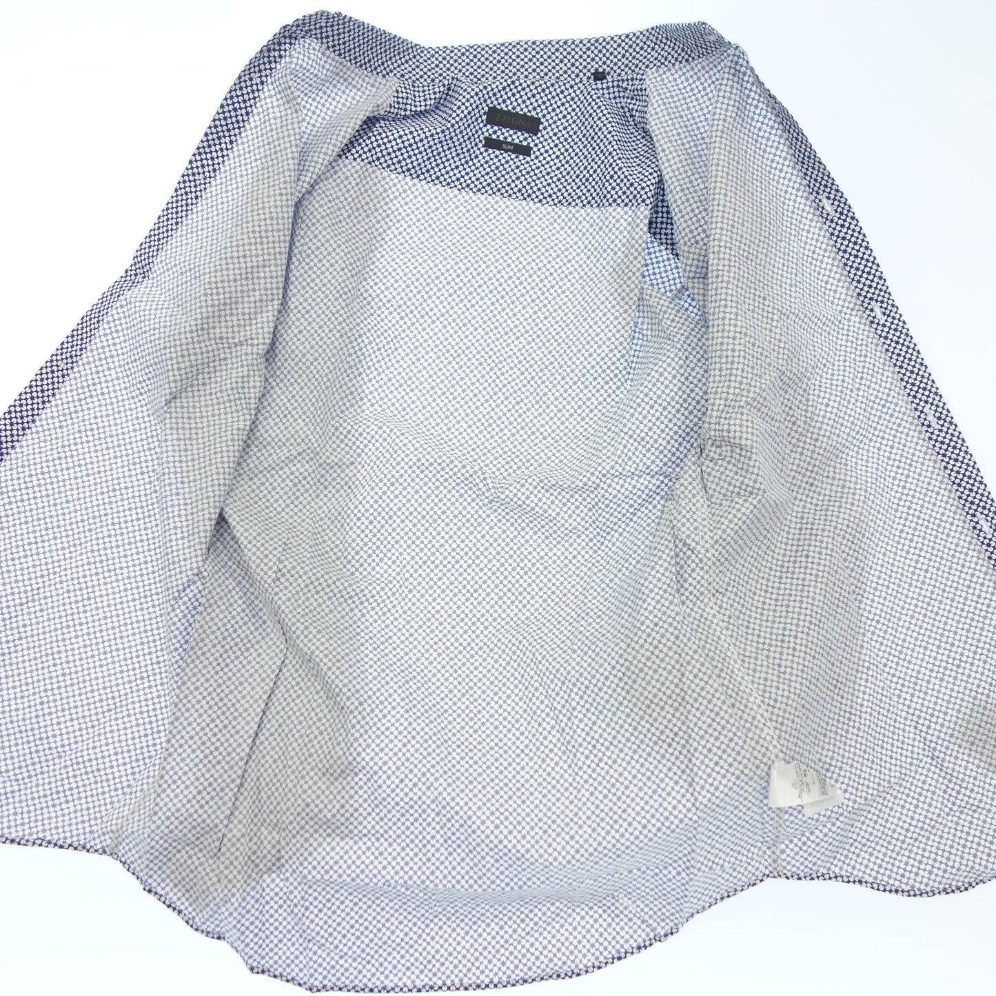 ゼニア 長袖シャツ スリムフィット 総柄 Z メンズ S 青×白 Z ZEGNA【AFB24】【中古】