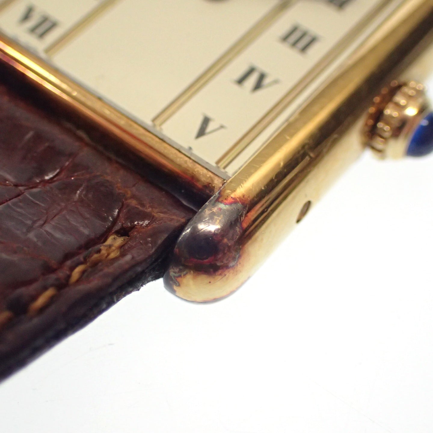 カルティエ 腕時計 マストタンク ヴェルメイユ クォーツ 文字盤白 ゴールド×茶 Cartier【AFI12】【中古】