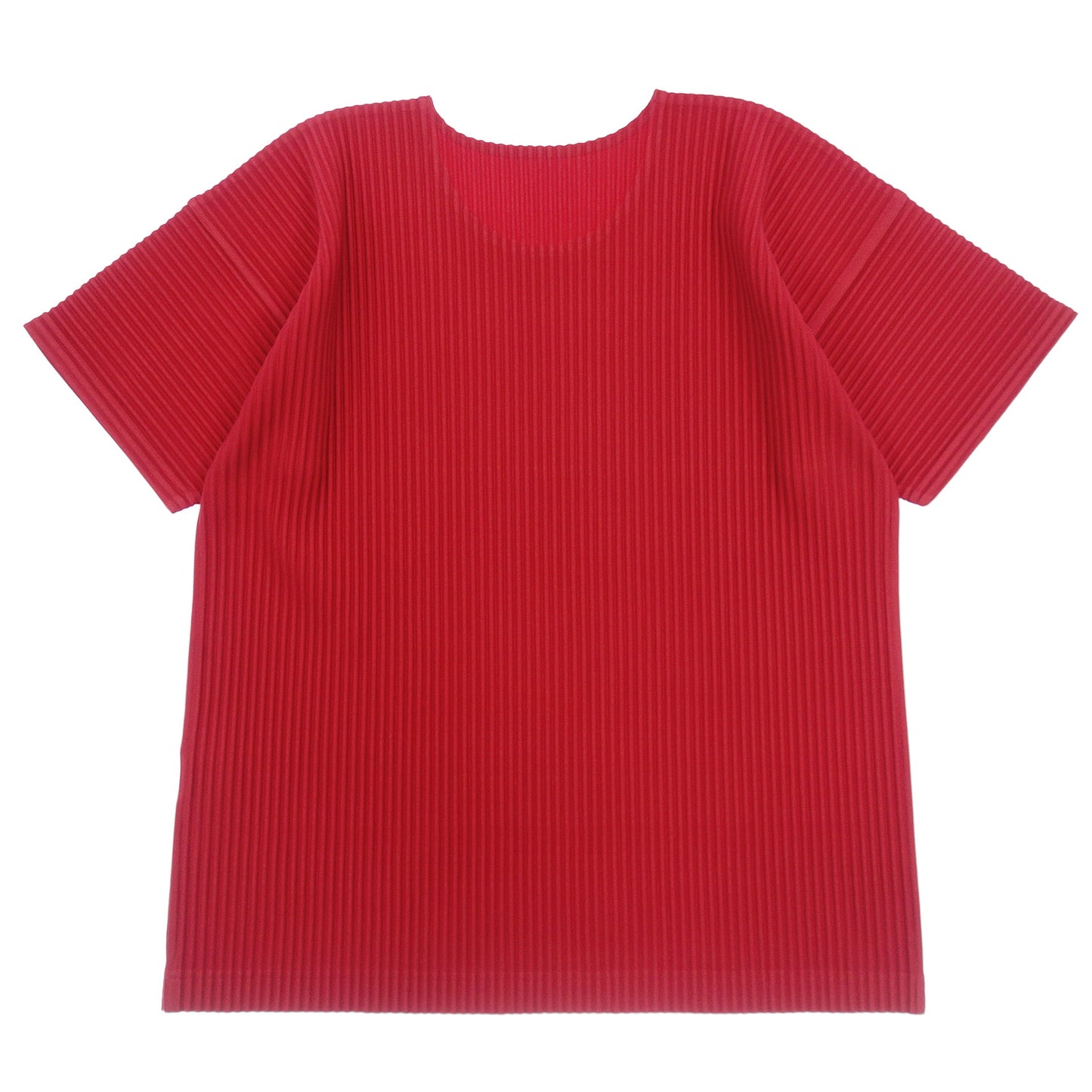 美品◆イッセイミヤケ オム プリッセ 半袖Tシャツ カットソー プリーツ HP71JK117 メンズ サイズ3 赤 ISSEY MIYAKE HOMME PLISSE【AFB30】