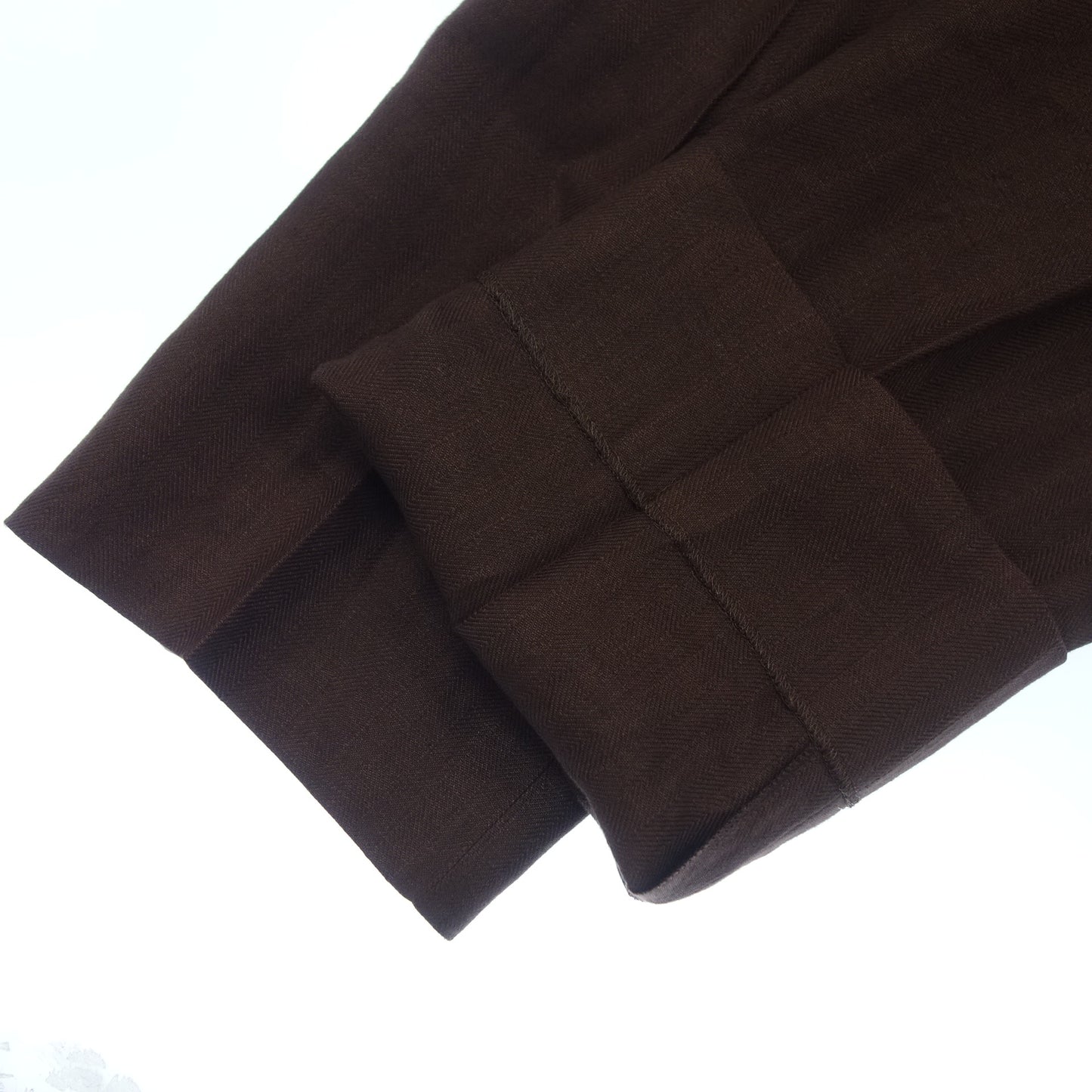 エルメス スラックスパンツ リネン レディース 38 茶系 HERMES【AFB17】【中古】