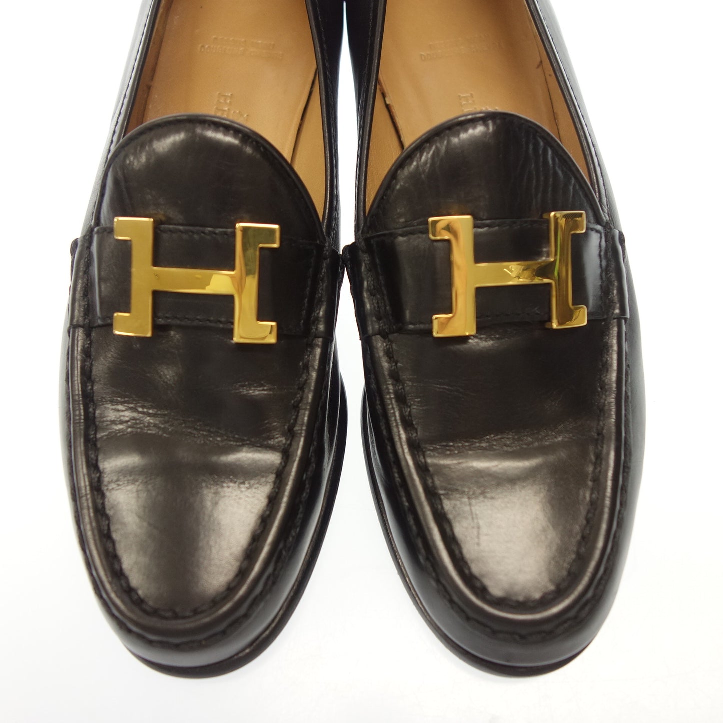 美品◆エルメス ローファー コンスタンス レディース ブラック サイズ35 HERMES CONSTANCE【AFC45】