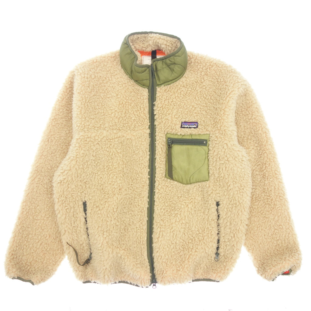 美品◆レディーメイド ジップアップジャケット ボア フリース メンズ ベージュ テディー サイズ1 RE-FU-BE-00-00-181 READYMADE【AFB20】