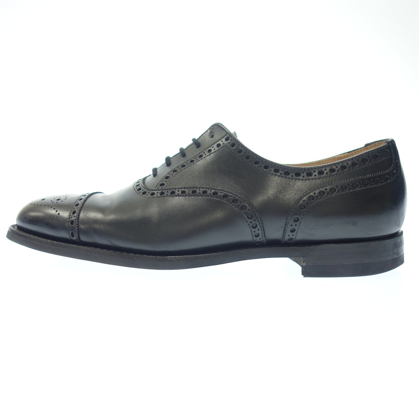 美品◆クロケット&ジョーンズ レザーシューズ セミブローグ YEOVIL メンズ 5.5E 黒 Crockett&Jones【LA】