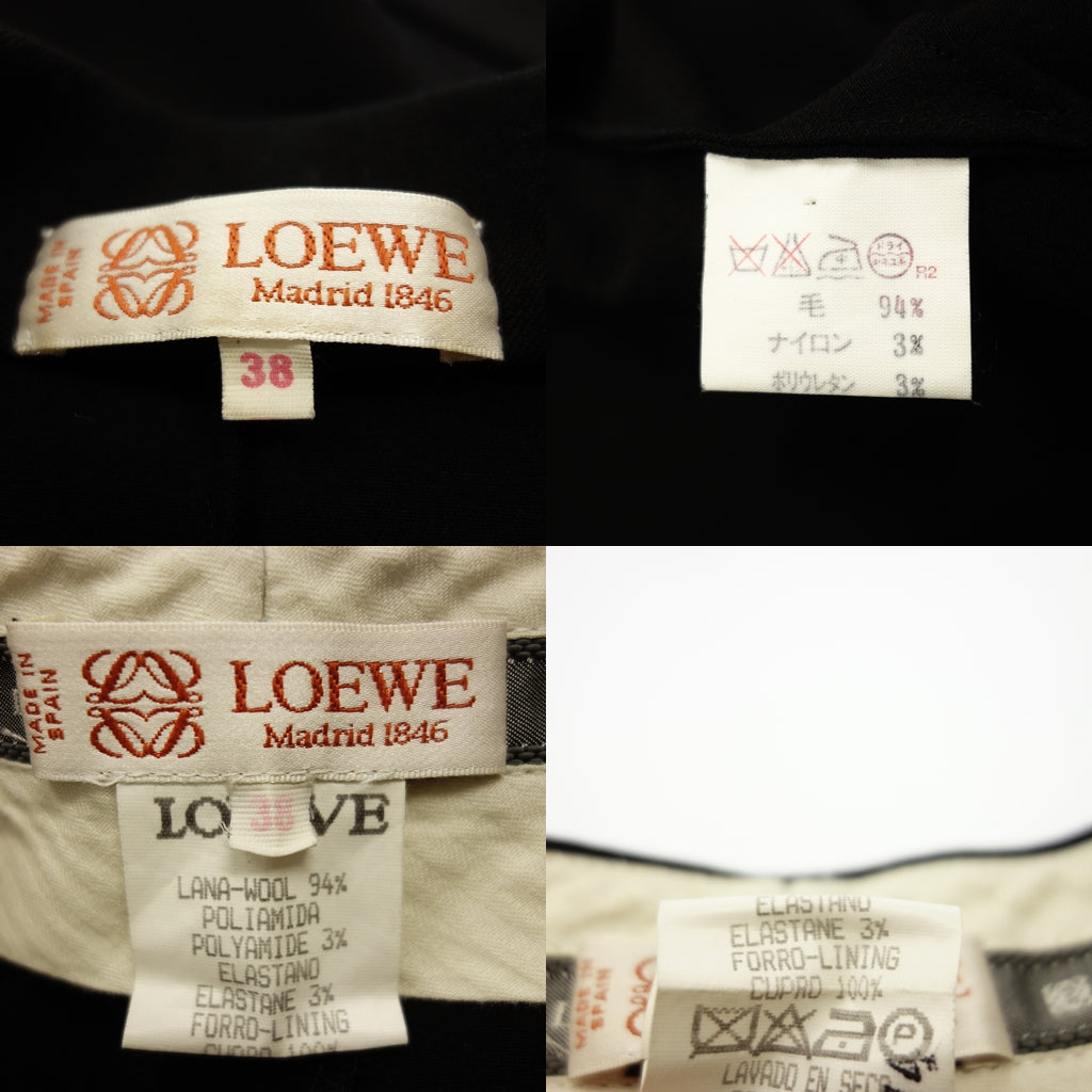 中古◆ロエベ セットアップスーツ ジャケット スラックス 38 レディース 黒 LOEWE【AFA8】