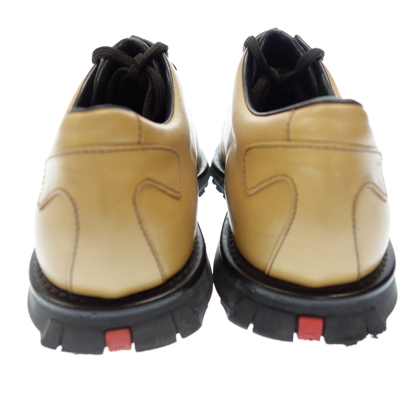 プラダ レースアップスニーカー レザー メンズ キャメル 7 PRADA【AFC34】【中古】