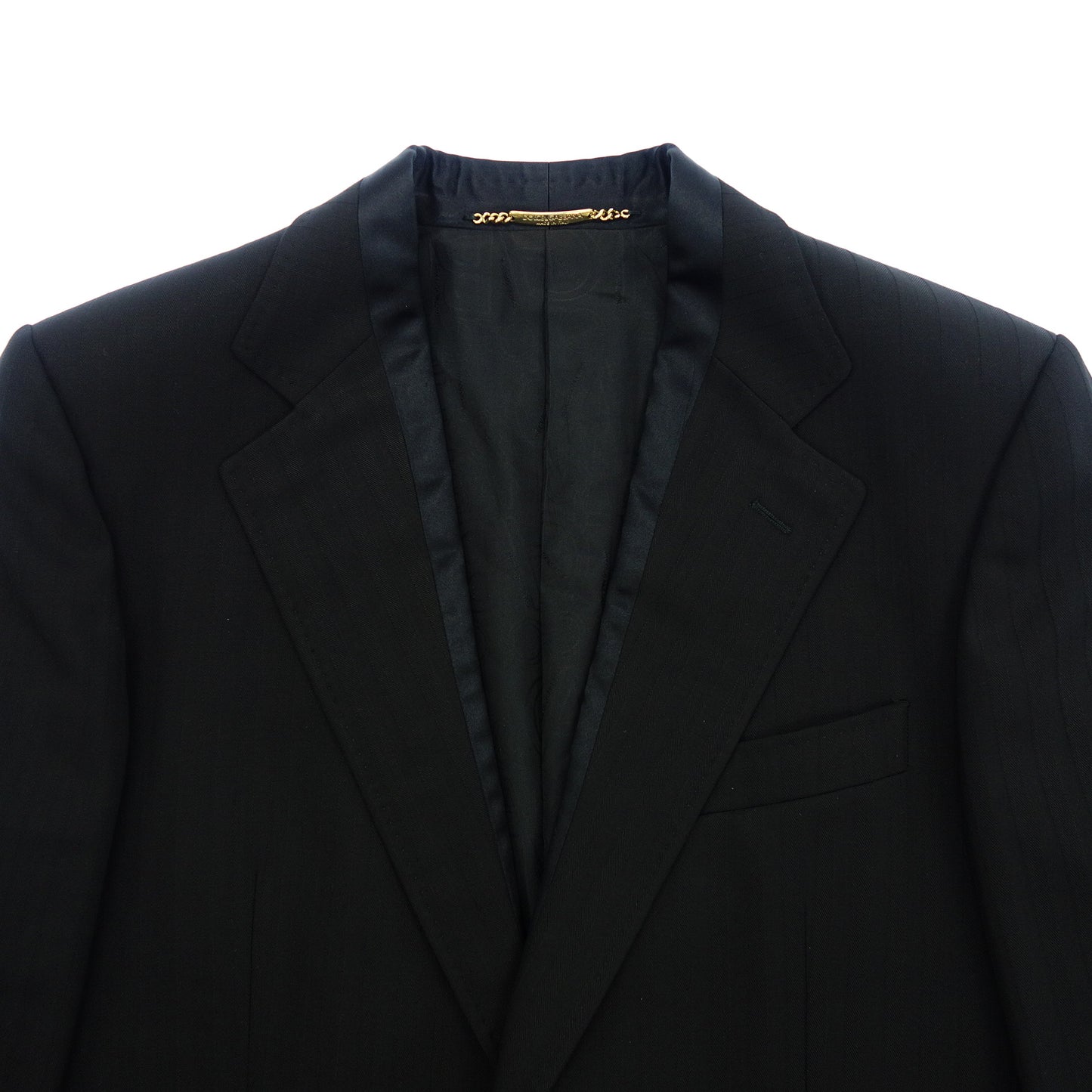 極美品◆ドルチェ&ガッバーナ テーラードジャケット シングル 1B ストライプ メンズ ブラック系 サイズ48 DOLCE&GABBANA【AFB19】