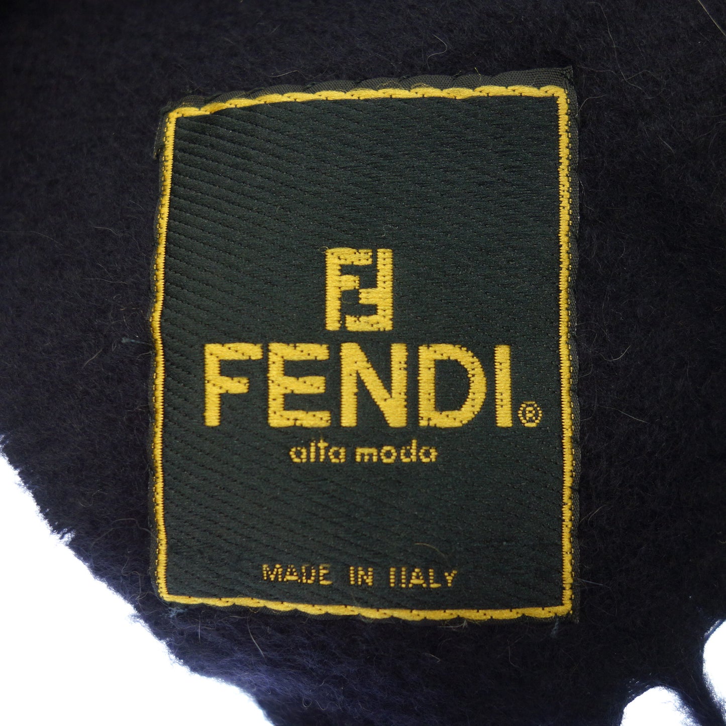 美品◆フェンディ マフラー ストール フラワーモチーフ チンチラファー カシミヤ ダークネイビー FENDI【AFI23】