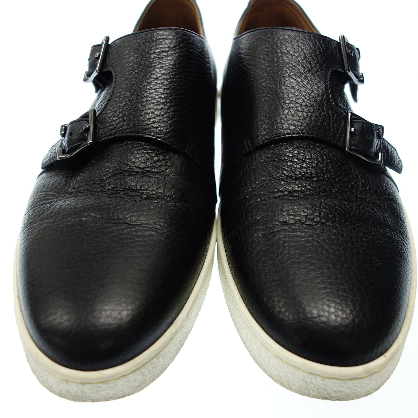 ジョンロブ レザースニーカー HOLME ホワイトソール ダブルストラップ メンズ 8 黒 JOHN LOBB【AFC53】【中古】