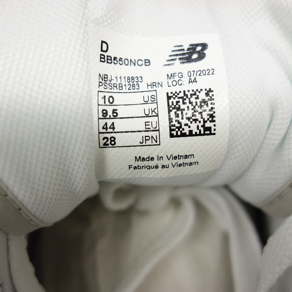未使用◆ニューバランス スニーカー BB550NCB メンズ サイズ28cm ホワイト&グレー系 new balance【AFD8】