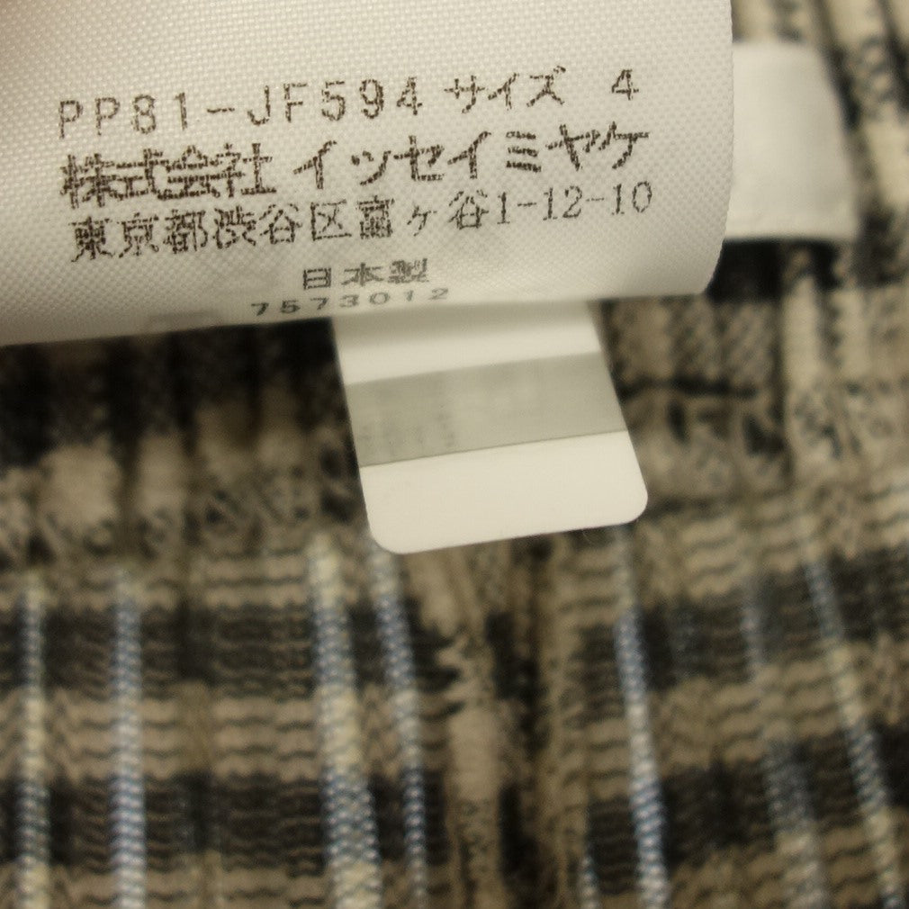 美品◆プリーツプリーズ イッセイミヤケ イージーパンツ PP81-JF594 チェック レディース 4 白×黒 PLEATS PLEASE ISSEY MIYAKE【AFB34】