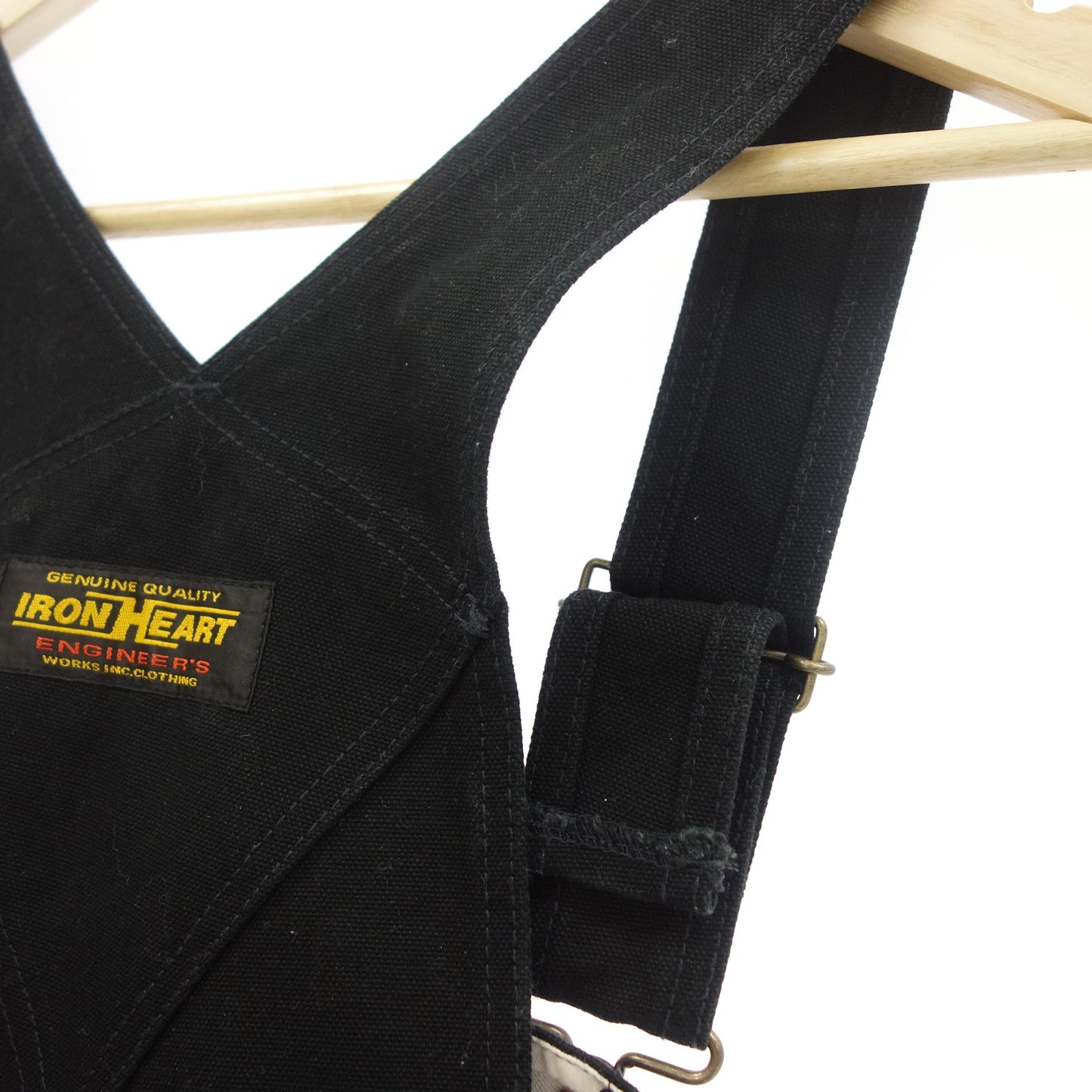 中古◆アイアンハート オーバーオール ダブルニー メンズ ブラック サイズW30 L34 IRON HEART【AFB15】