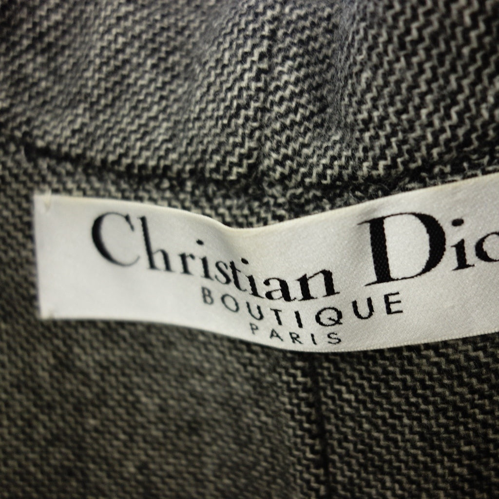 美品◆クリスチャン ディオール ノーカラージャケット ウール レディース グレー サイズ36 Christian Dior【AFB12】