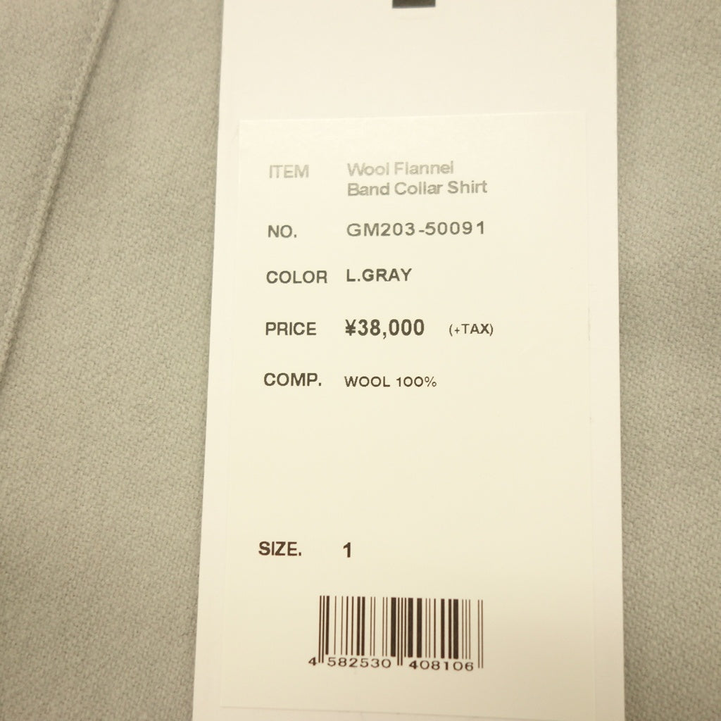 極美品◆グラフペーパー バンドカラーシャツ ウール 100% 20AW メンズ サイズ1 ライトグレー GM-203-50091 GRAPHPAPER【AFB15】