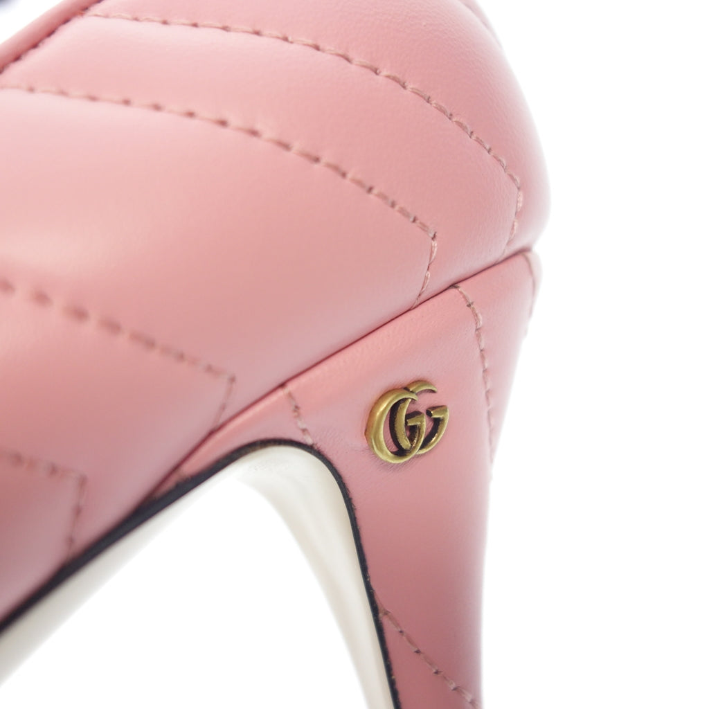 新品同様◆グッチ パンプス ハイヒール GGマーモント マトラッセ レディース 35 ピンク GUCCI【AFD12】
