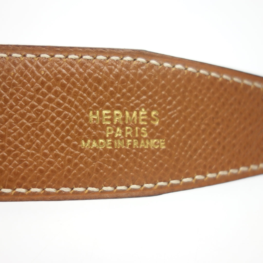 美品◆エルメス レザーベルト Hバックル ミニコンスタンス ゴールド金具 Y刻印 サイズ65 茶×赤系 HERMES【AFI13】