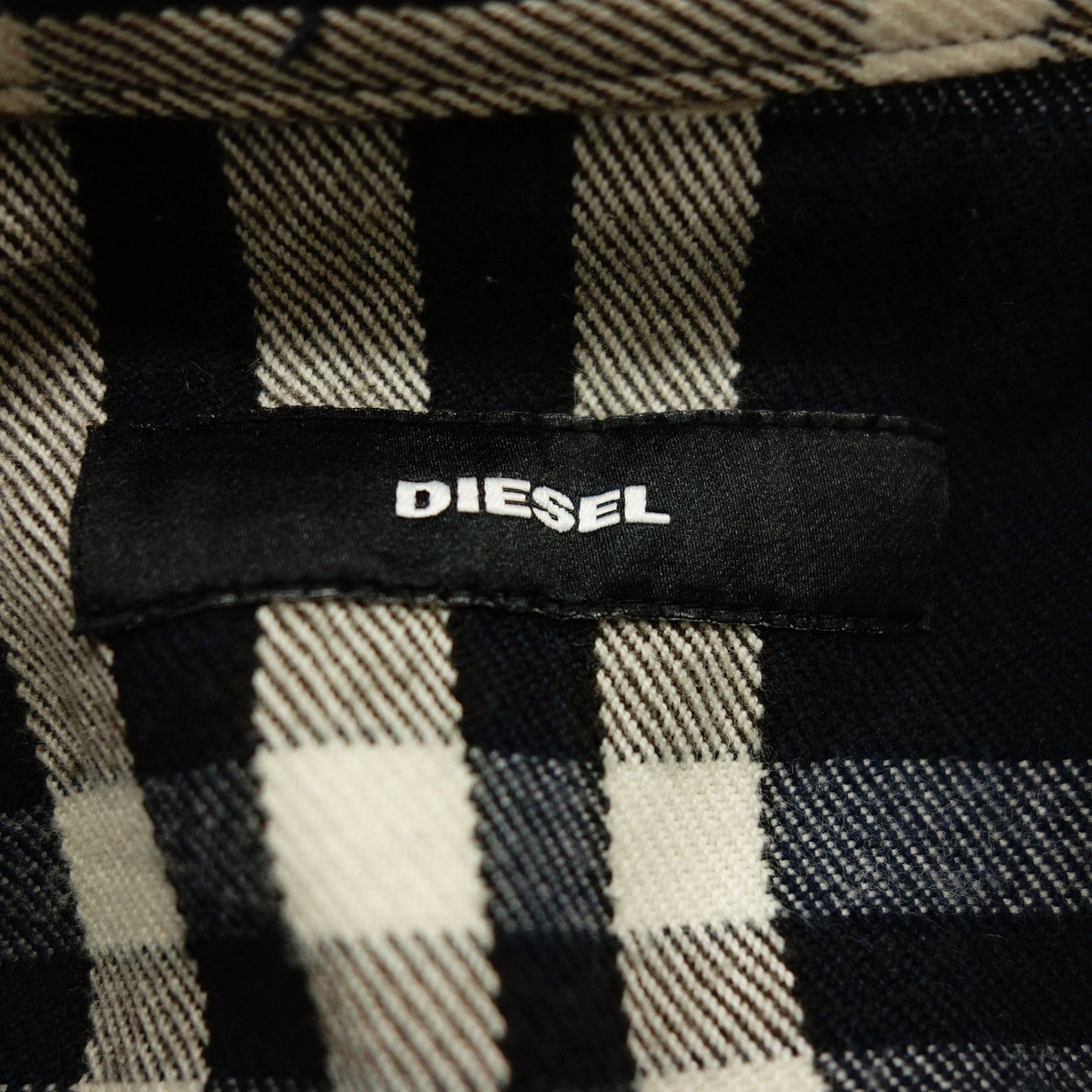 美品◆ディーゼル 長袖シャツ ウエスタン チェック サイズS メンズ 白×黒 DIESEL【AFB25】