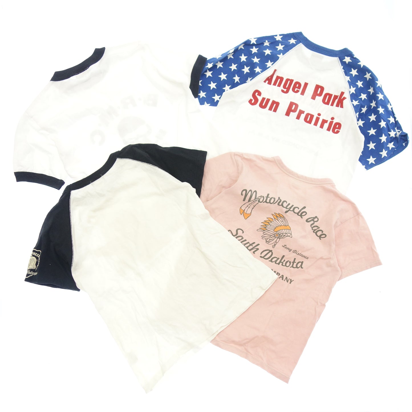中古◆Tシャツ 4点セット メンズ The FLAT HAND/INDIAN MOTOR CYCLE/McCOY'S/LA ROCKA!【AFB54】
