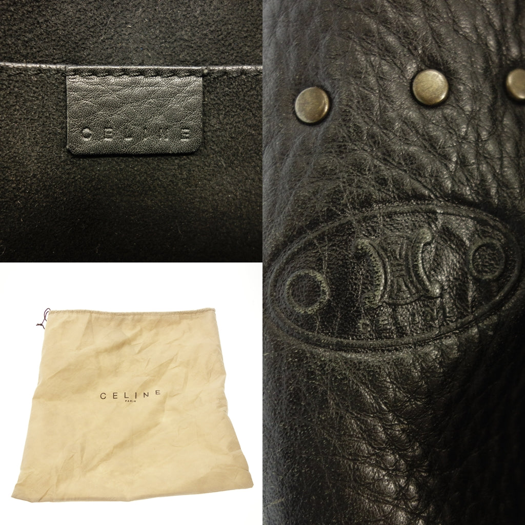 中古◆セリーヌ ブギーバッグ ハンド スタッズ レザー 黒 CELINE【AFE6】