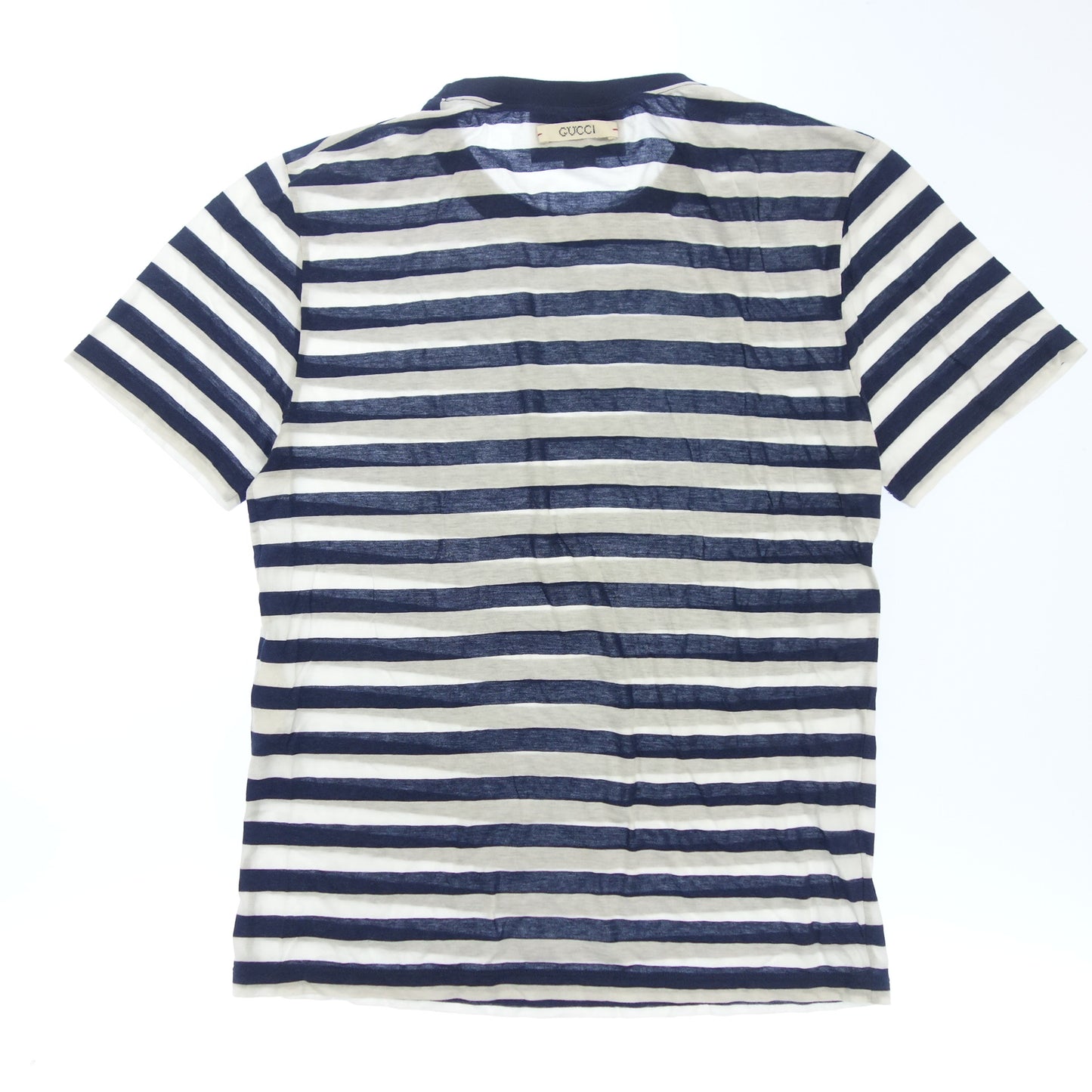 グッチ ボーダーTシャツ 16SS コットン&シルク 431142-X7445 メンズ S 青×白 GUCCI【AFB48】【中古】
