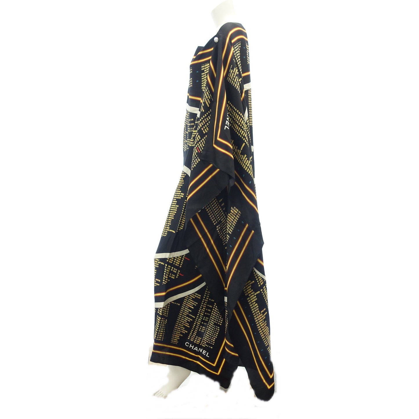 美品◆シャネル ドレスワンピース ココマーク Kaftan カフタン ロゴプリント P54 ランウェイ着用 レディース ブラック系 サイズTU CHANEL【AFB2】