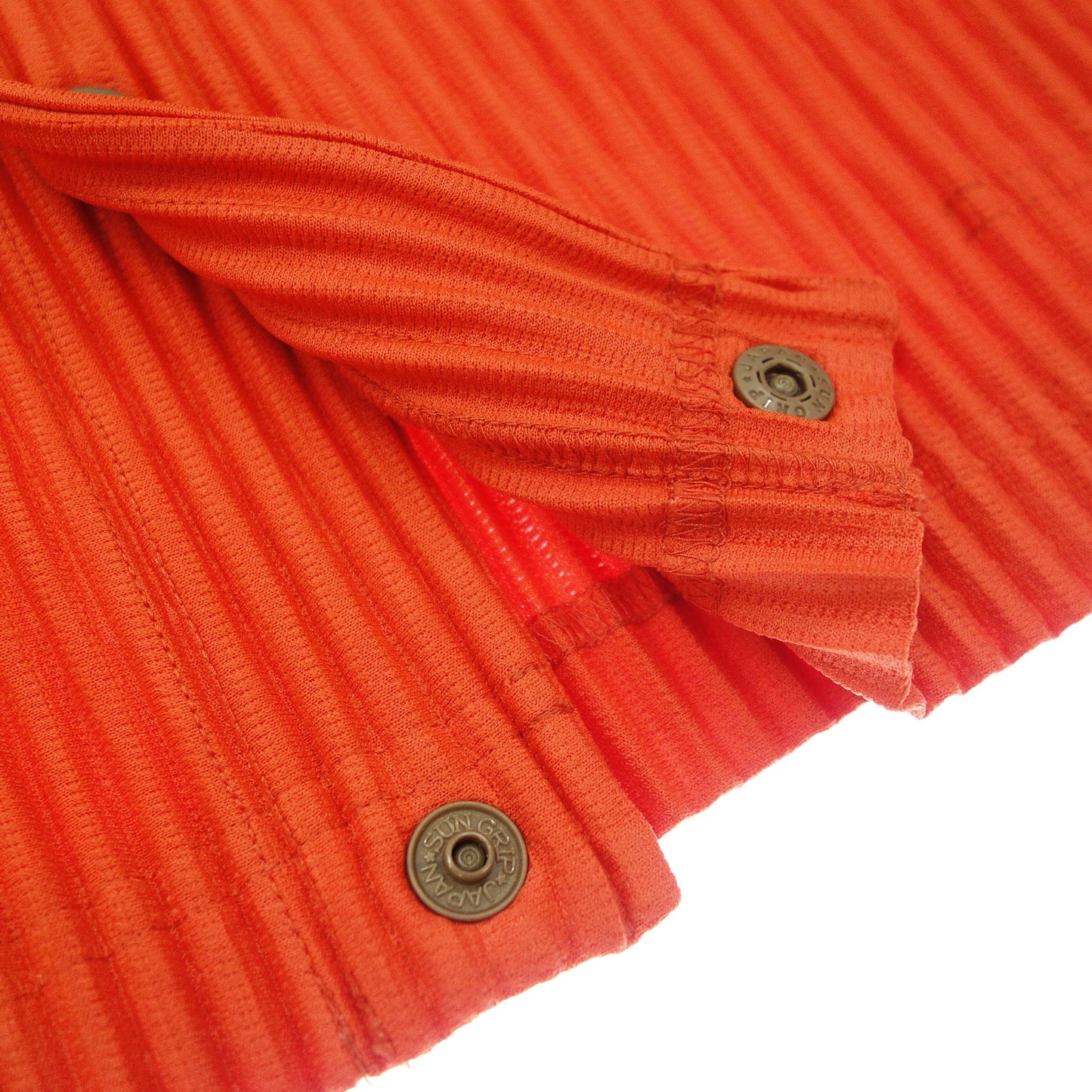 美品◆イッセイミヤケ オム プリッセ カーディガン ジャケット プリーツ HP51JL105 メンズ サイズ4 オレンジ ISSEY MIYAKE HOMME PLISSE【AFB30】