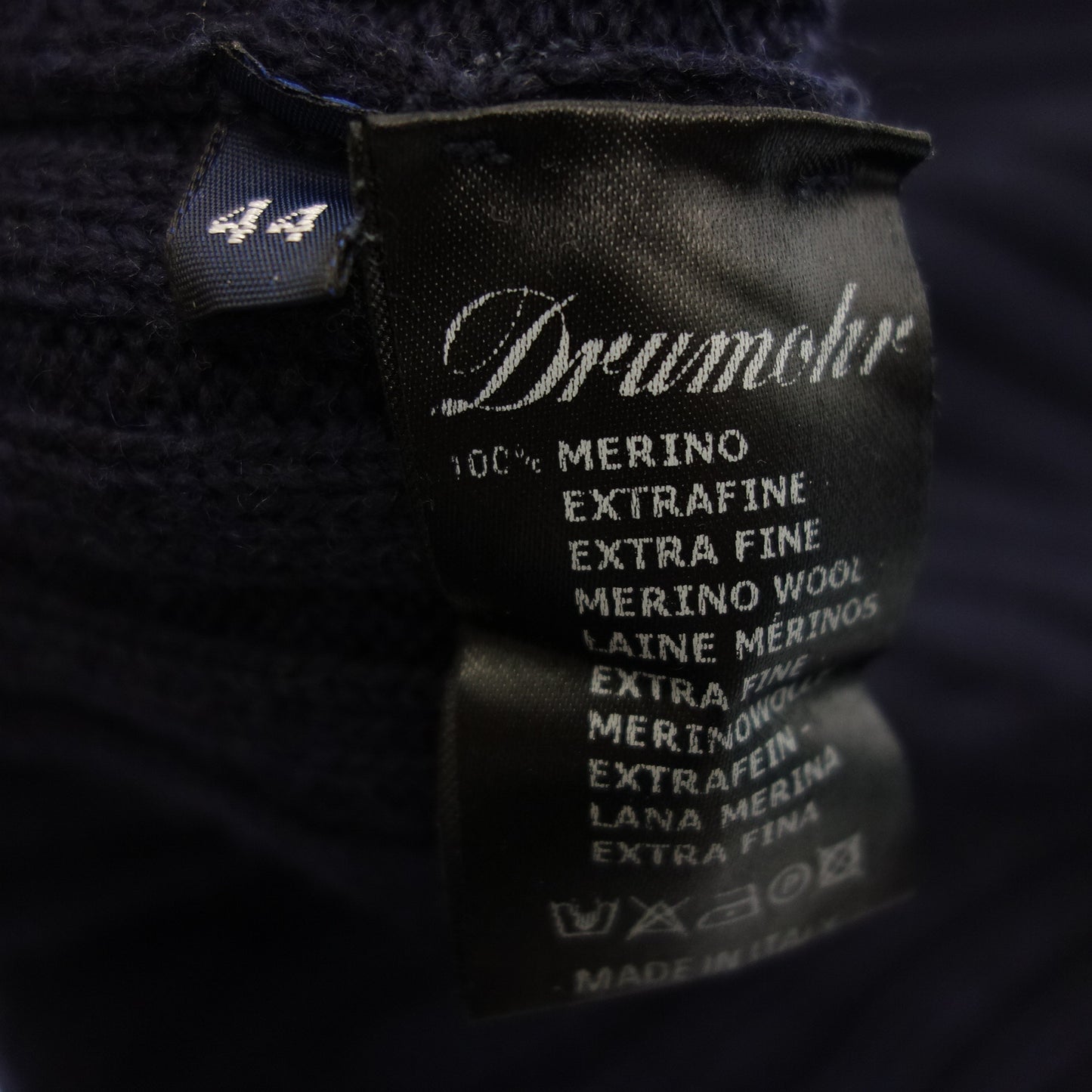美品◆ドルモア ウール ハイネック ニット サイズ44 メンズ ネイビー Drumohr【AFB39】