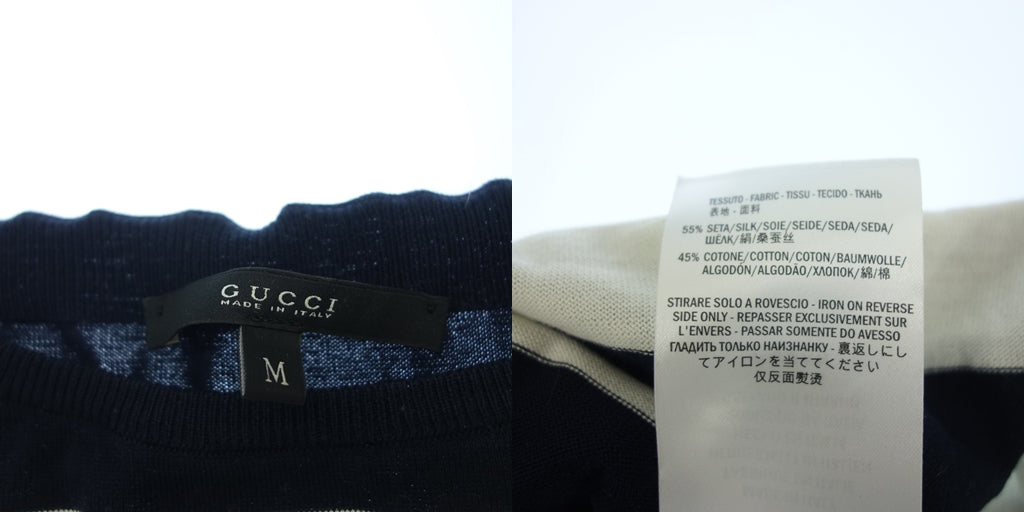 グッチ ニットセーター ボーダー メンズ M ネイビー×白 GUCCI【AFB7】【中古】