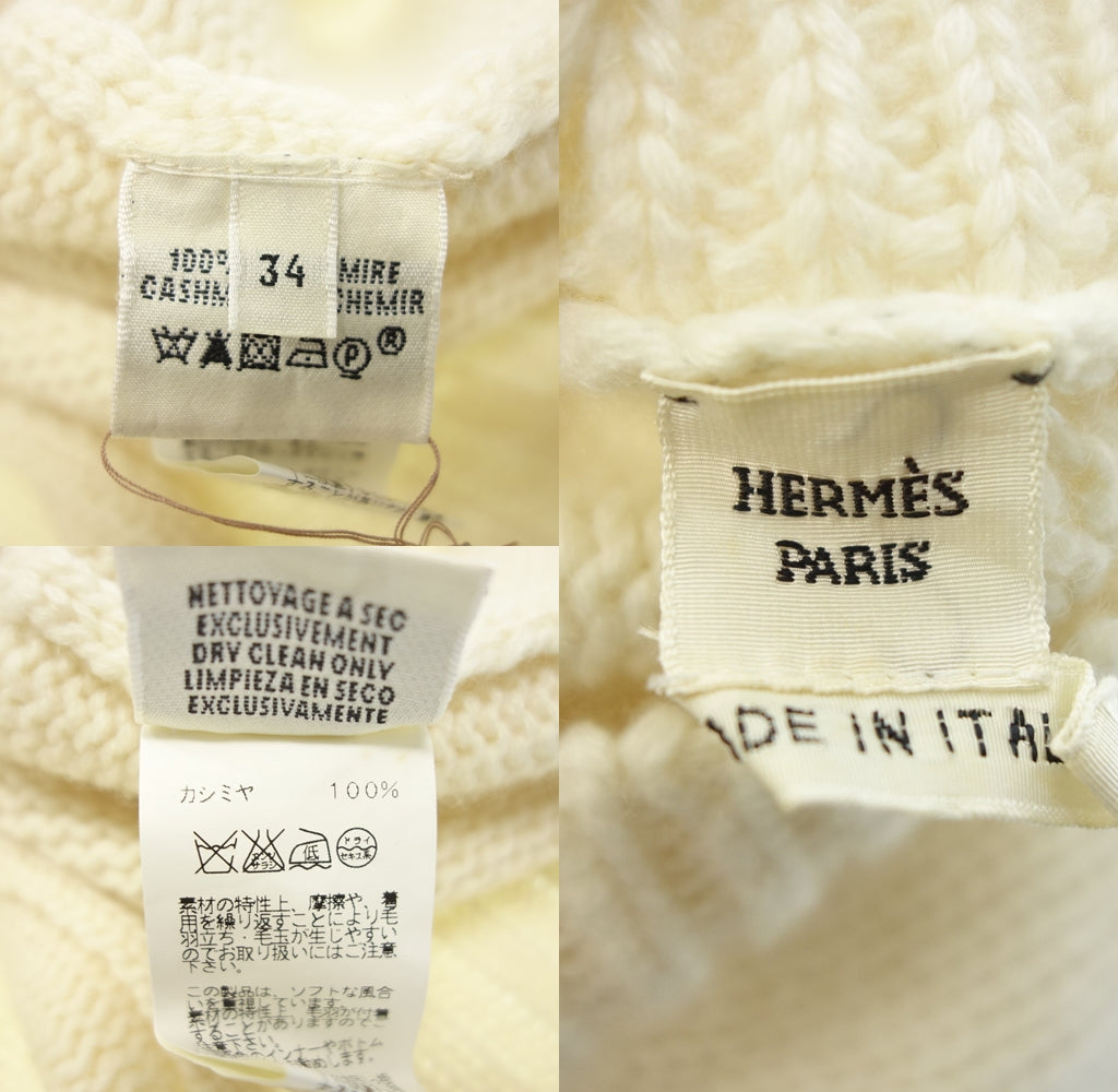 中古◆エルメス ニットワンピース カシミヤ100 レディース ホワイト系 サイズ34 HERMES【AFB36】