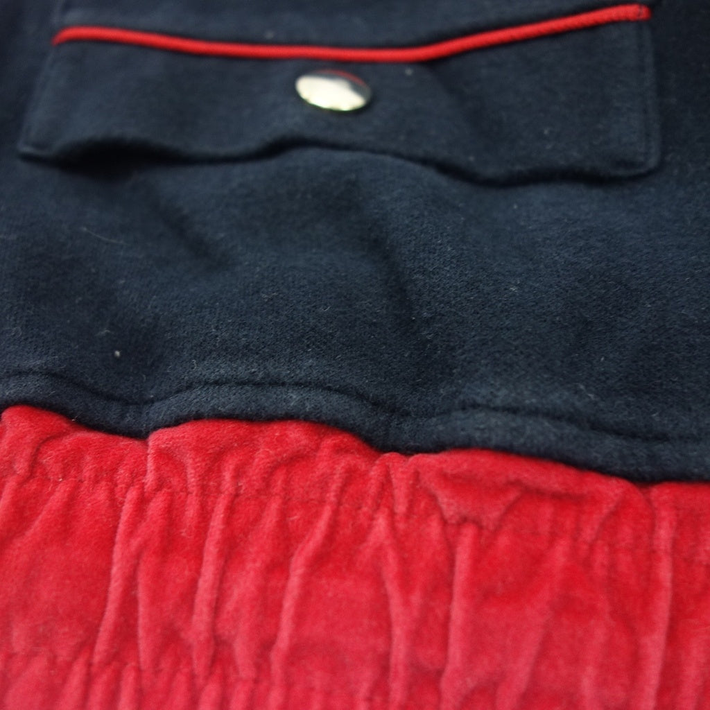 中古◆バルマン スウェットパンツ バイカラー メンズ ネイビー×レッド サイズL BALMAIN【AFB25】