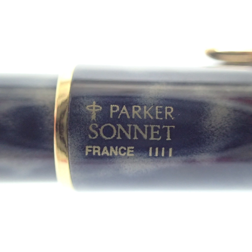 美品◆パーカー ソネット キャップ式 ボールペン マーブル ブルー系 PARKER【AFI2】