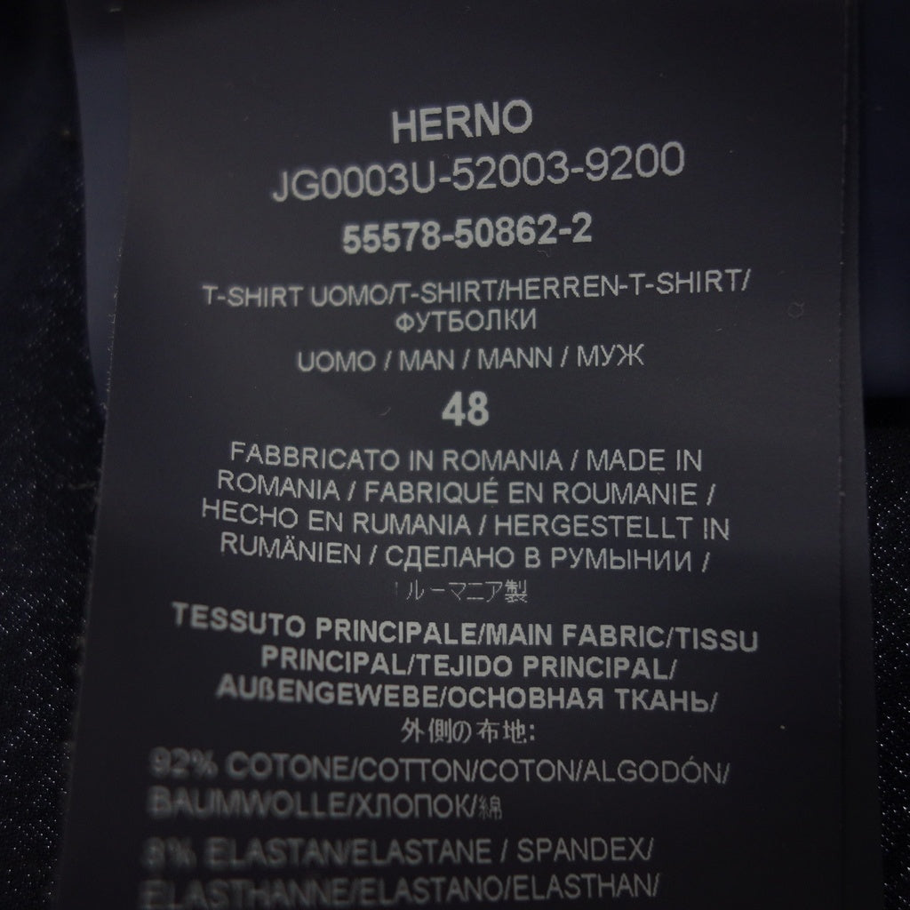 極美品◆ヘルノ Tシャツ クルーネック サイズ48 メンズ ネイビー JG0003U-52003-9200 HERNO【AFB20】