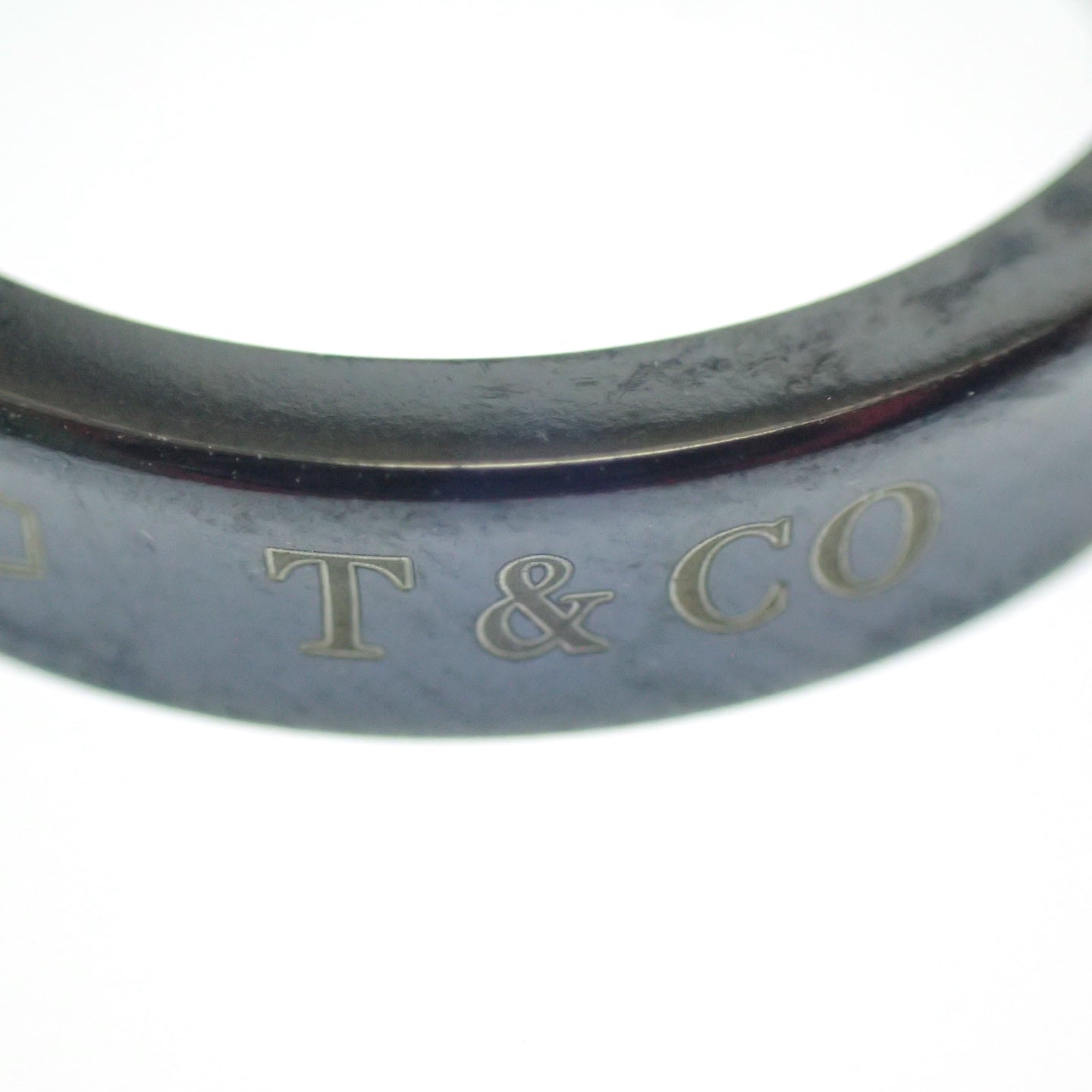 極美品◆ティファニー 1837 ナローリング 指輪 チタン 11号 黒 Tiffany&Co.【AFI17】