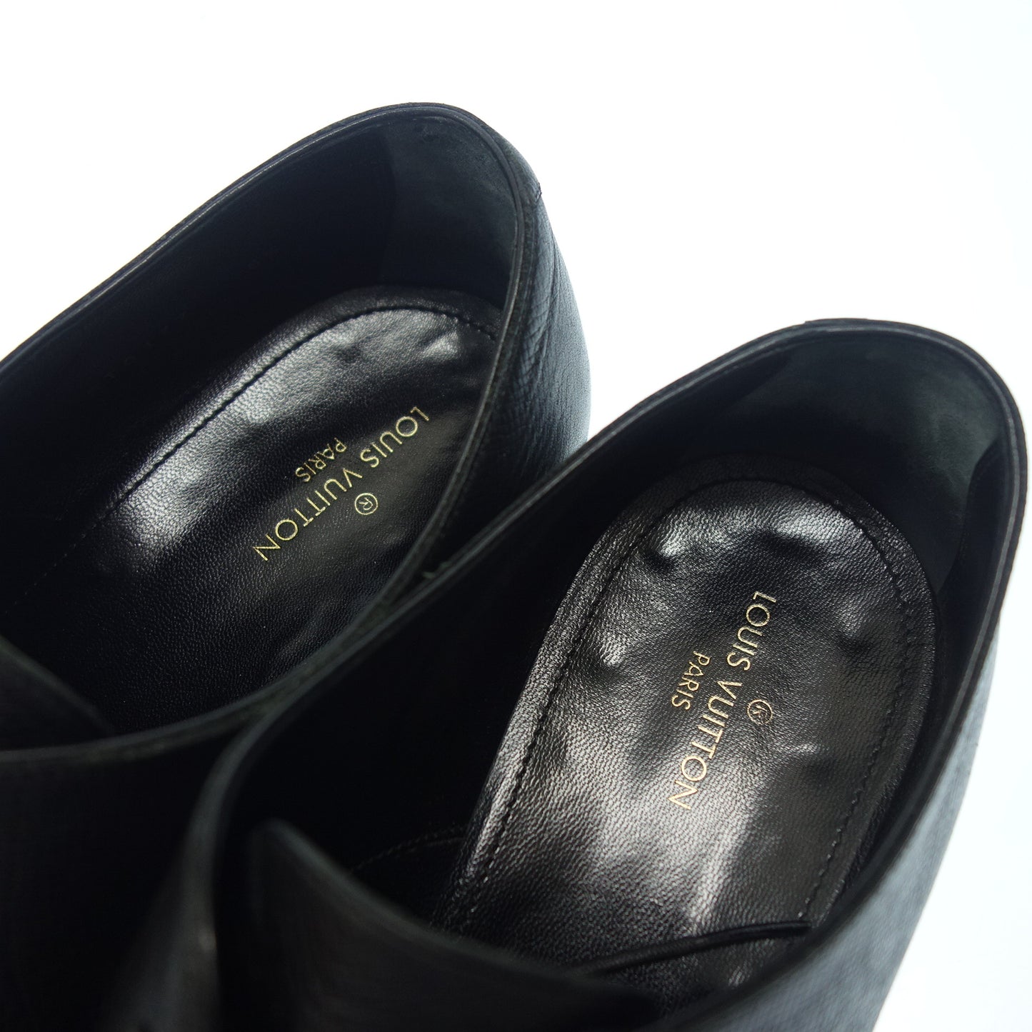 ルイヴィトン レザーシューズ プレーントゥ メンズ 8.5 黒 LOUIS VUITTON【AFC3】【中古】
