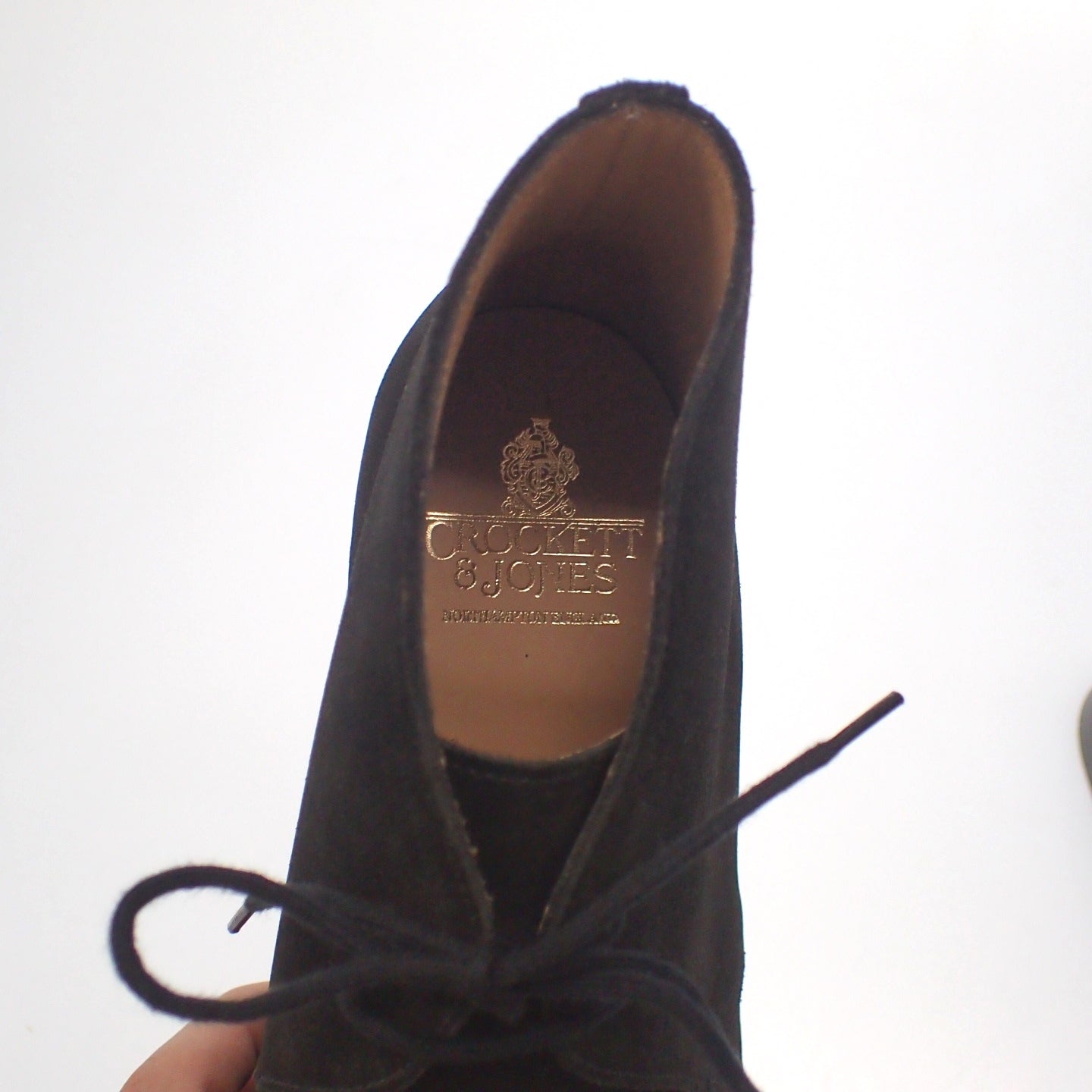 新品同様◆クロケット&ジョーンズ チャッカブーツ CHERTSEY スエード CROCKETT&JONES メンズ 8.5 黒 箱付【AFD5】