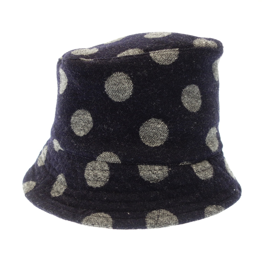 美品◆エンジニアドガーメンツ バケットハット ドット柄 ウール ネイビー×グレー サイズM ENGINEERED GARMENTS【AFI20】