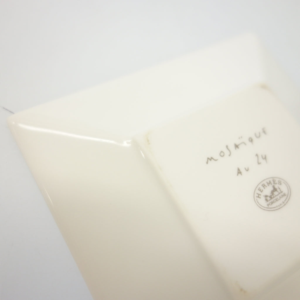 美品◆エルメス プレート モザイク ヴァンキャトル スクエアプレート スモール ホワイト系 Hermes【AFB55】
