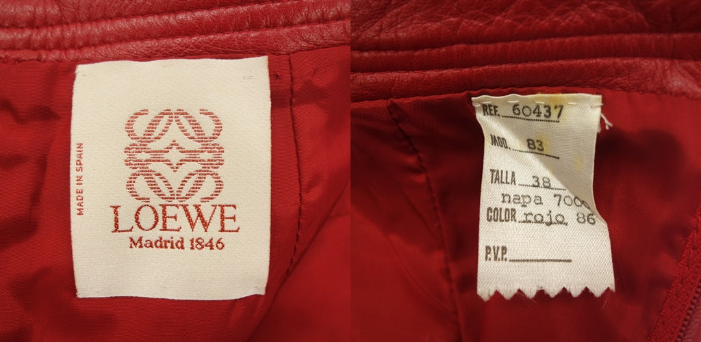中古◆ロエベ レザースカート アナグラム ナッパレザー レディース レッド サイズ38 LOEWE【AFB42】